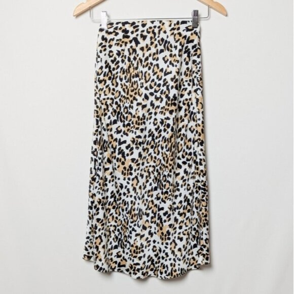 BABATON Only Slip Satin Midi Skirt Leopard Print Long Size 00 Aritzia - Picture 8 of 12